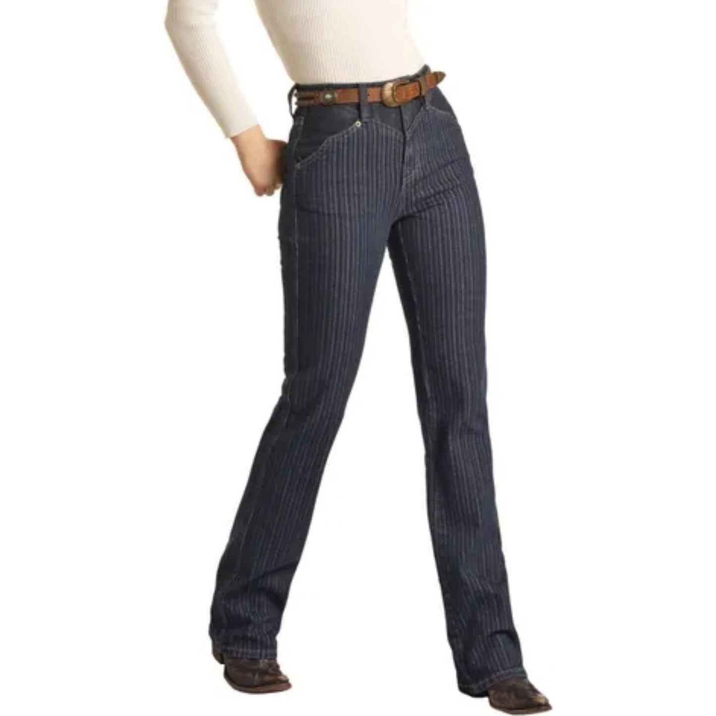 * ROCK & ROLL WOMEN'S HIGH RISE STRETCH BOOTCUT JEANS - DARK WASH