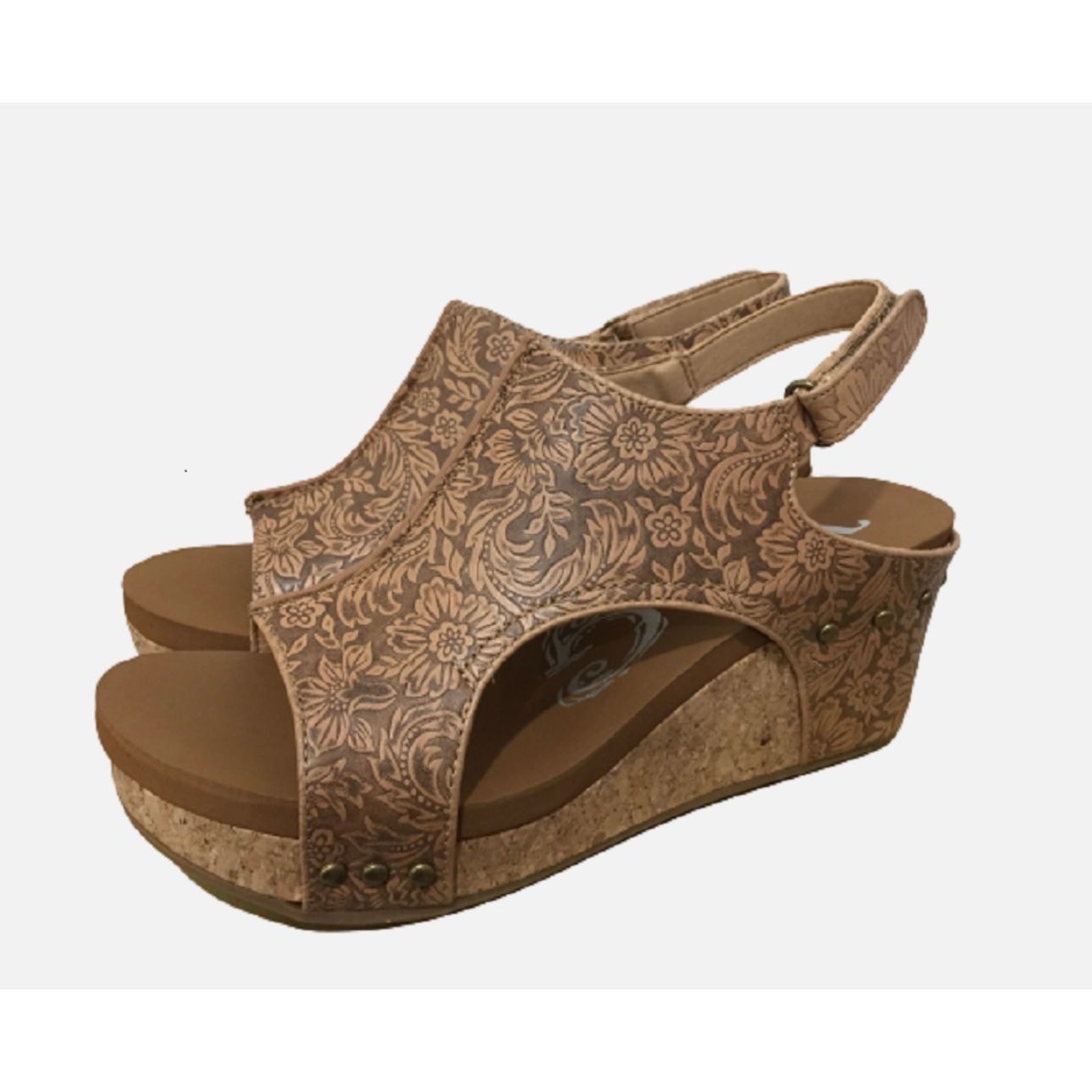 Very G Liberty Tooled Wedge Sandals VGWS0044 Nude
