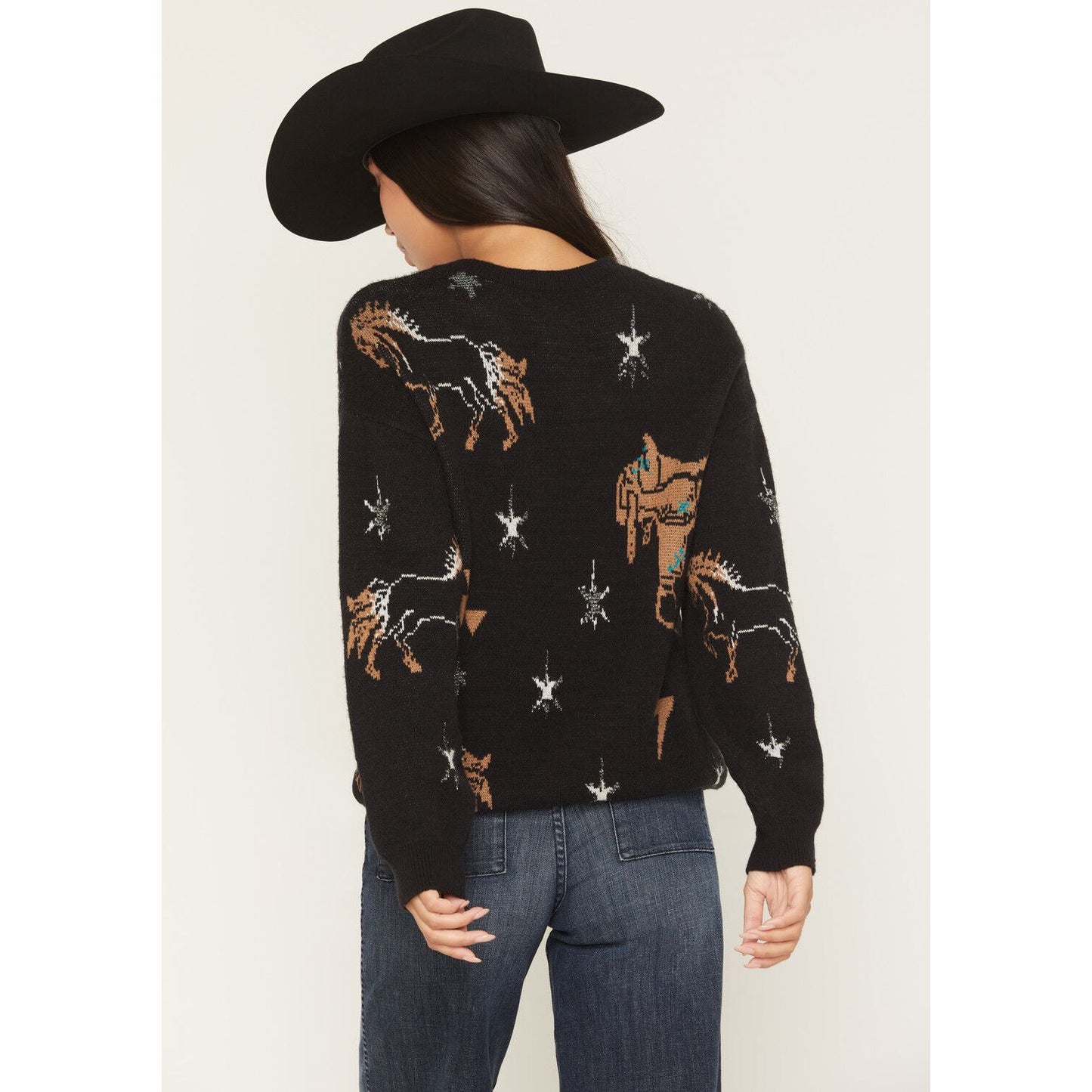 ROCK & ROLL DENIM WOMEN'S CONVERSATIONAL PRINT SWEATER