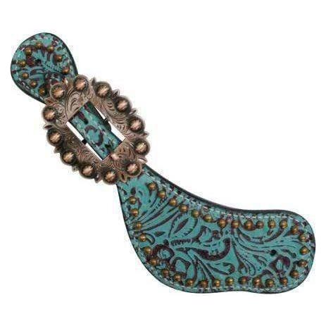 Showman Spur Strap - Turquoise Tooled 175499