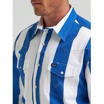WRANGLER BRUSH POPPER BLUE STRIPE - MENS SHIRT - 112375917