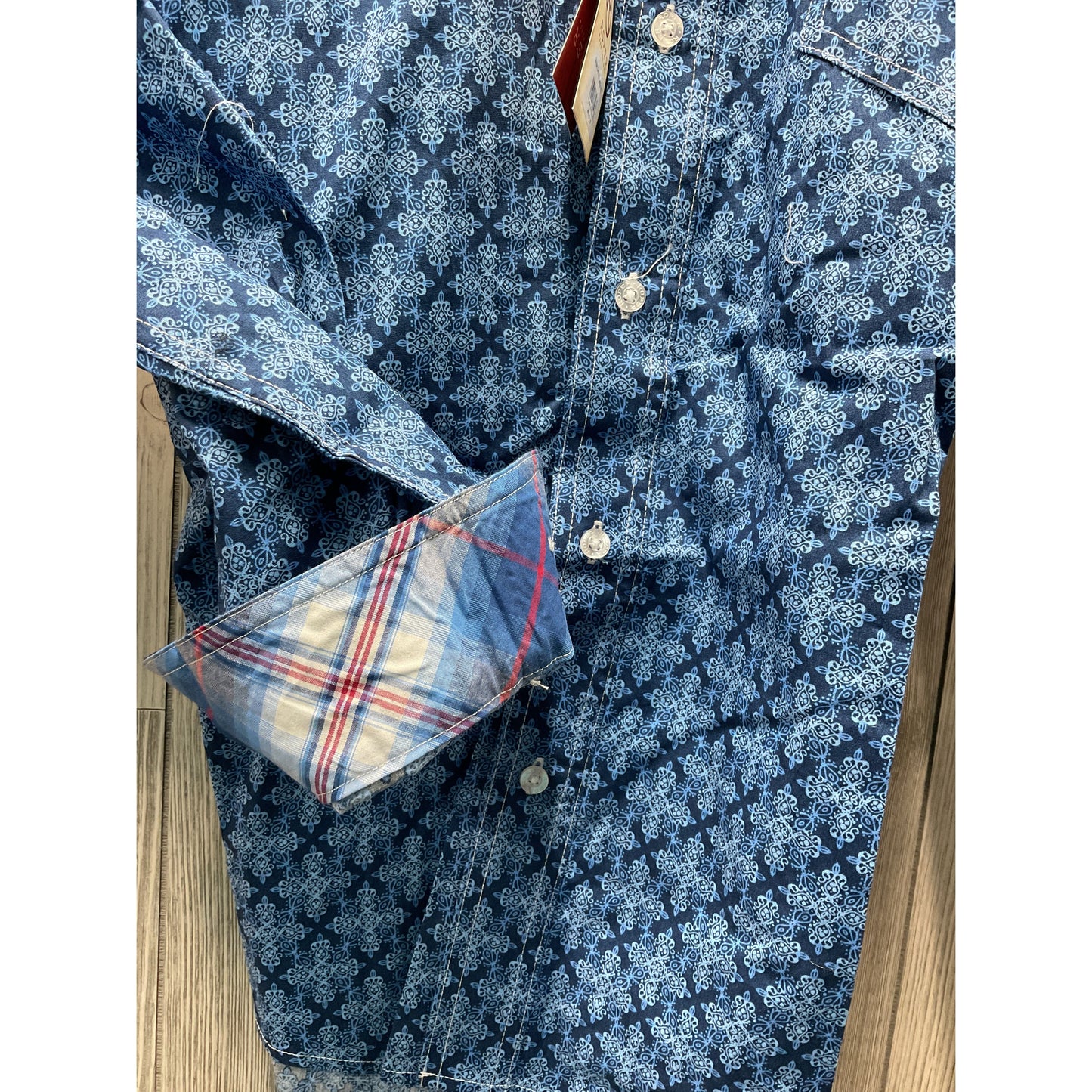 Roper Men’s Western Shirt - Long Sleeve, Button, Medallion Blue Ribbon 03-01-326-4037