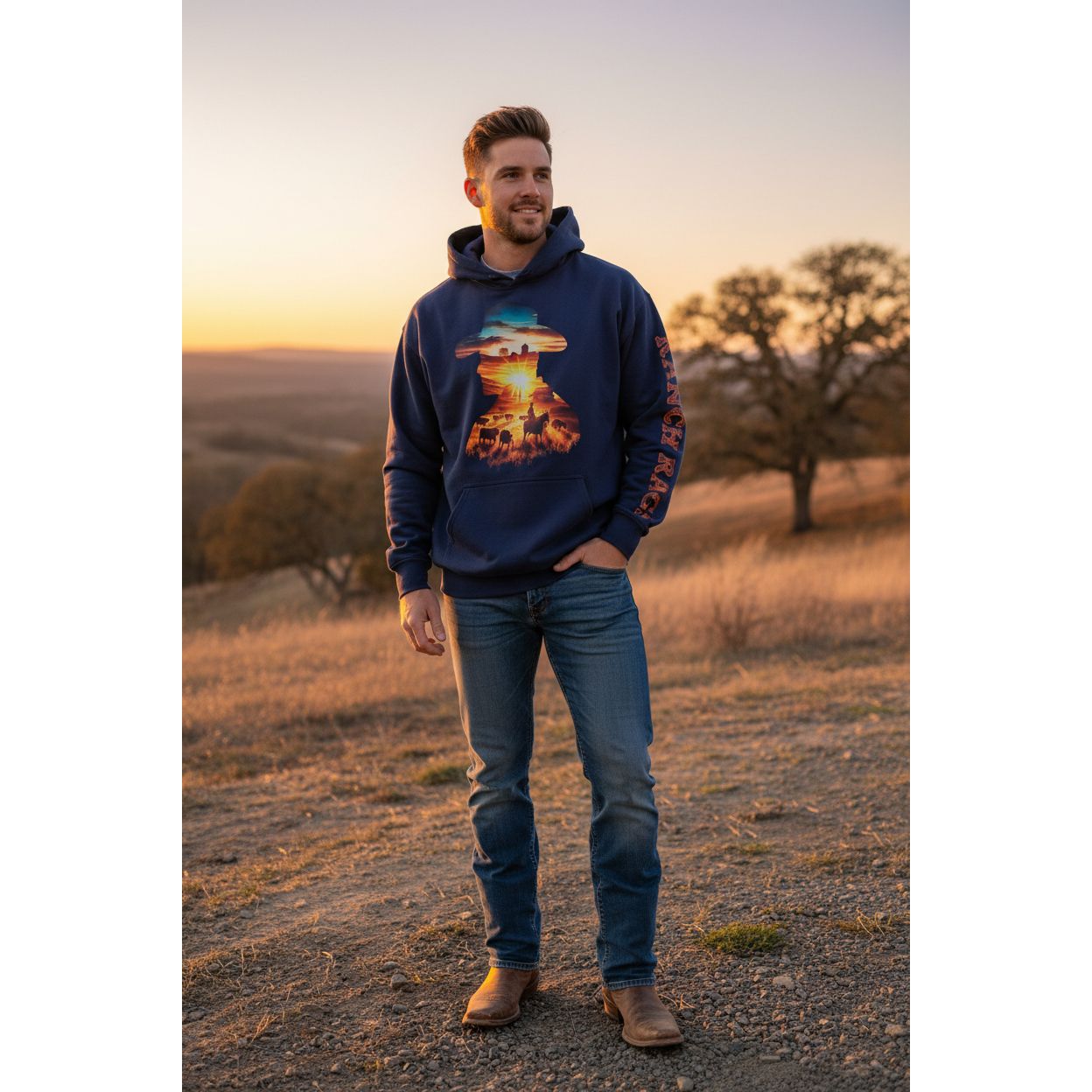 RanchRag's Longhorn Cowboy Silhouette Hoodie