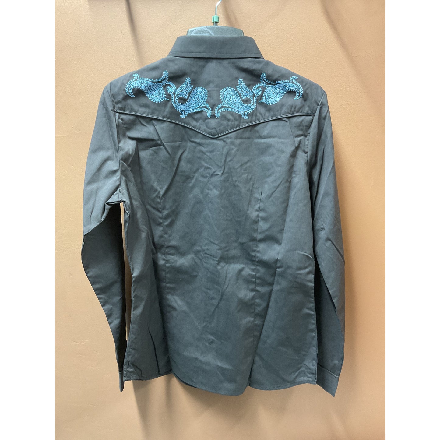 Roper Ladies Western Snap Shirt, Chocolate with Blue Embroidery 03-050-017-7018