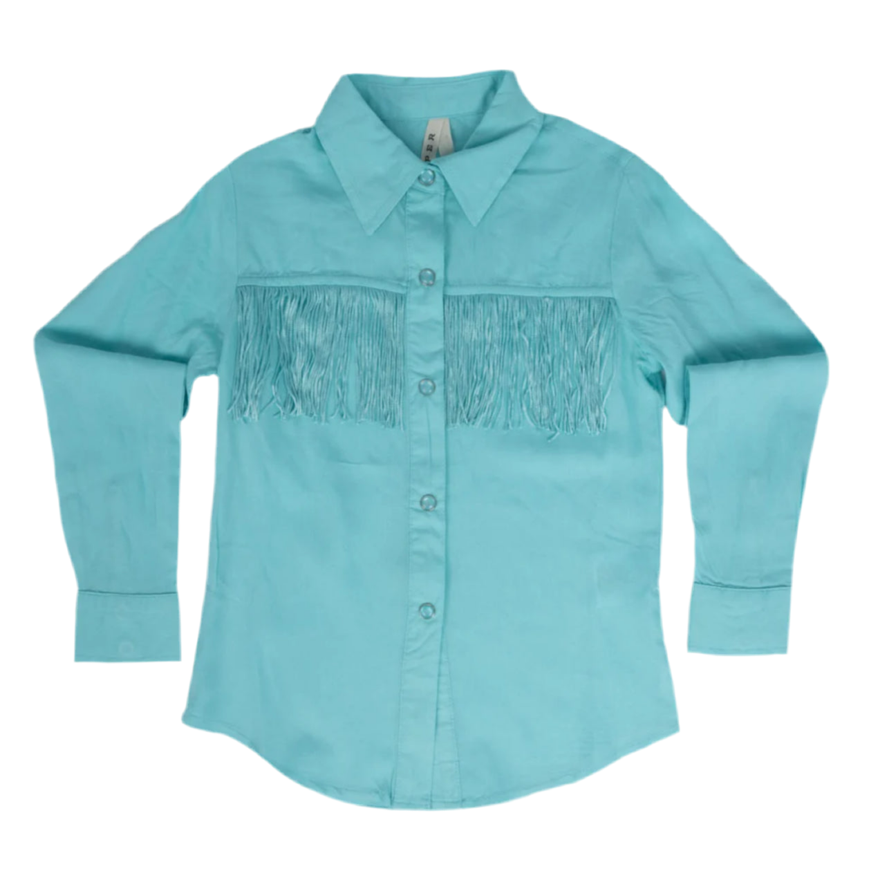 Roper Girl's Western Shirt - Long Sleeve, Snap, w/ Fringe, Turquoise 03-080-0592-4074