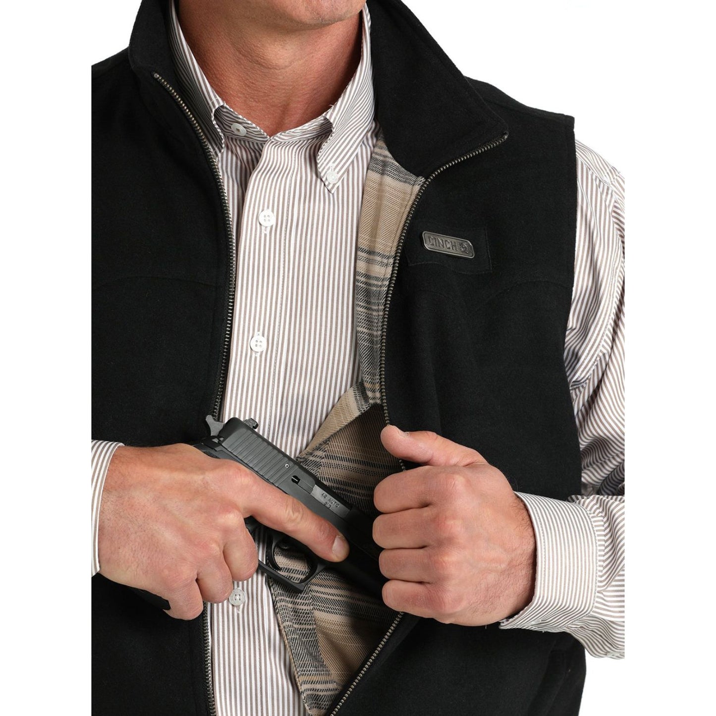 MEN'S CONCEALED CARRY WESTERN VEST - BLACK