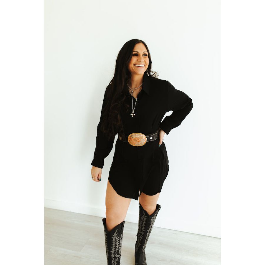 BLACK BUTTON DOWN LONG SLEEVE COLLARED CORSET DRESS Ranchmans Farm & Feed Store BLACK BUTTON DOWN LONG SLEEVE COLLARED CORSET DRESS Ranchmans Farm & Feed Store
