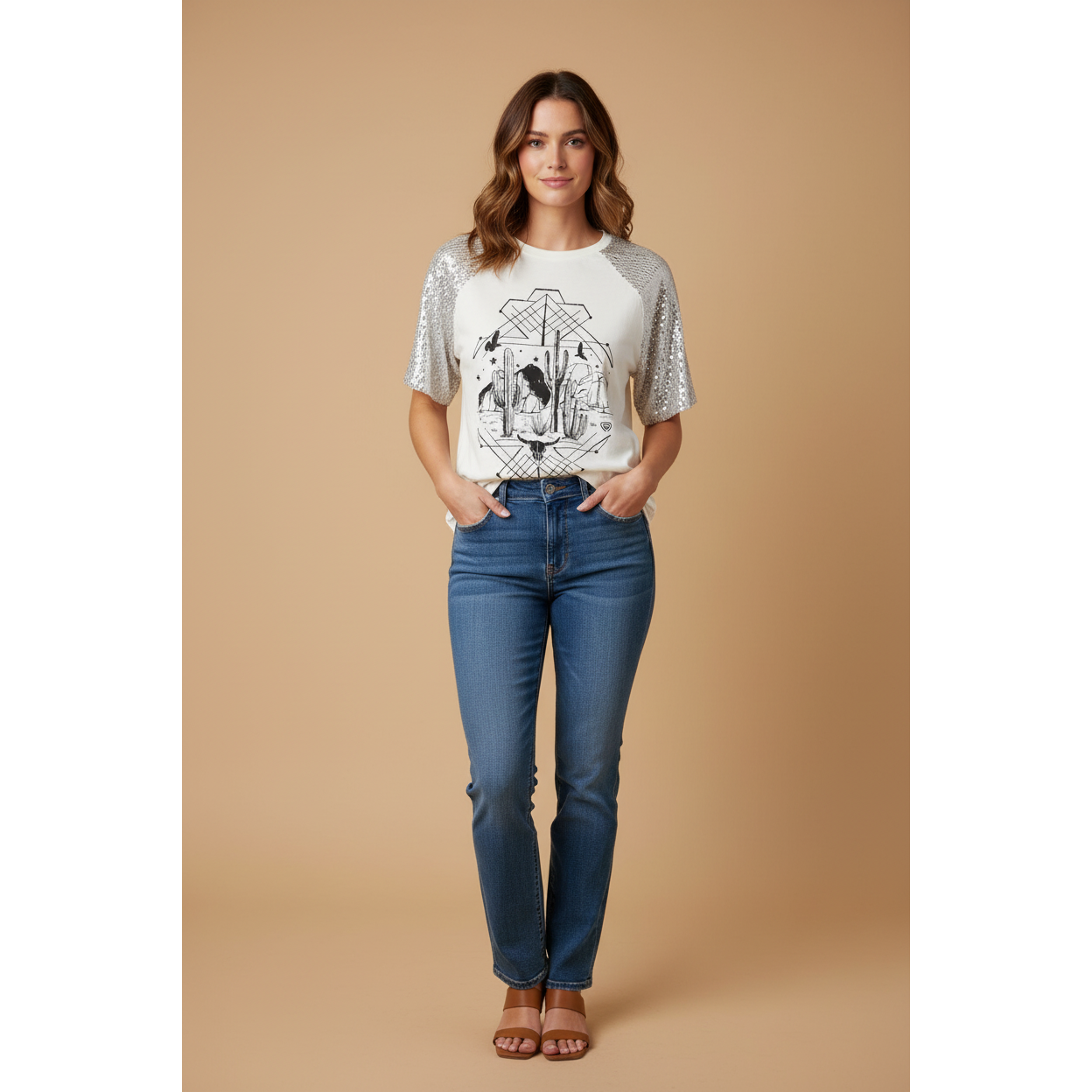 Rock & Roll Ladies Sequin Tee BW21T08426