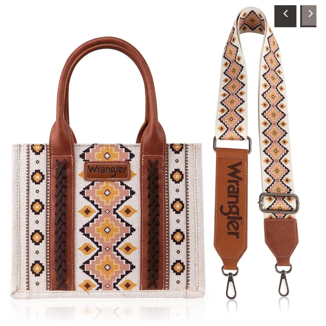 Wrangler Southwestern Print Small Canvas Tote/Crossbody - Coffee WG2202-8120CF