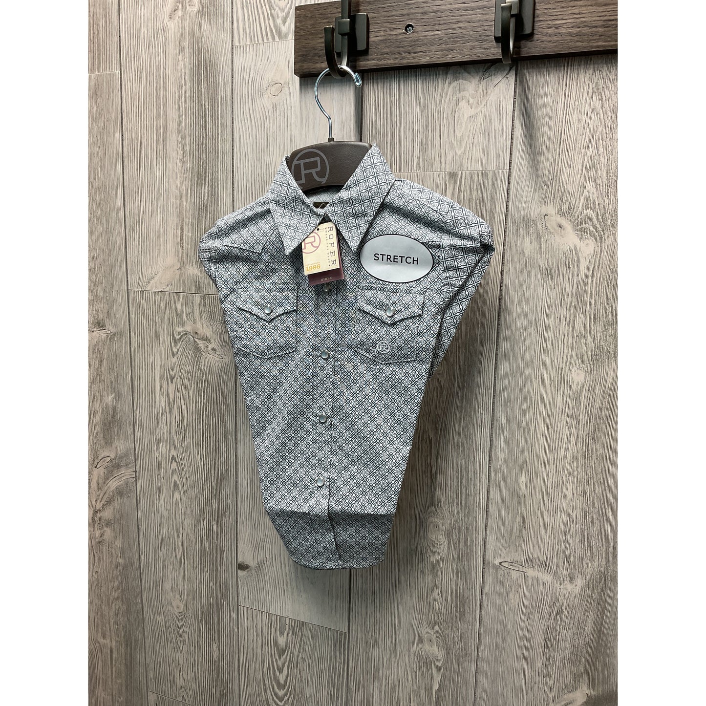 Roper Girl's Western Shirt - Long Sleeve, Snap, Gery 03-80-225-2104