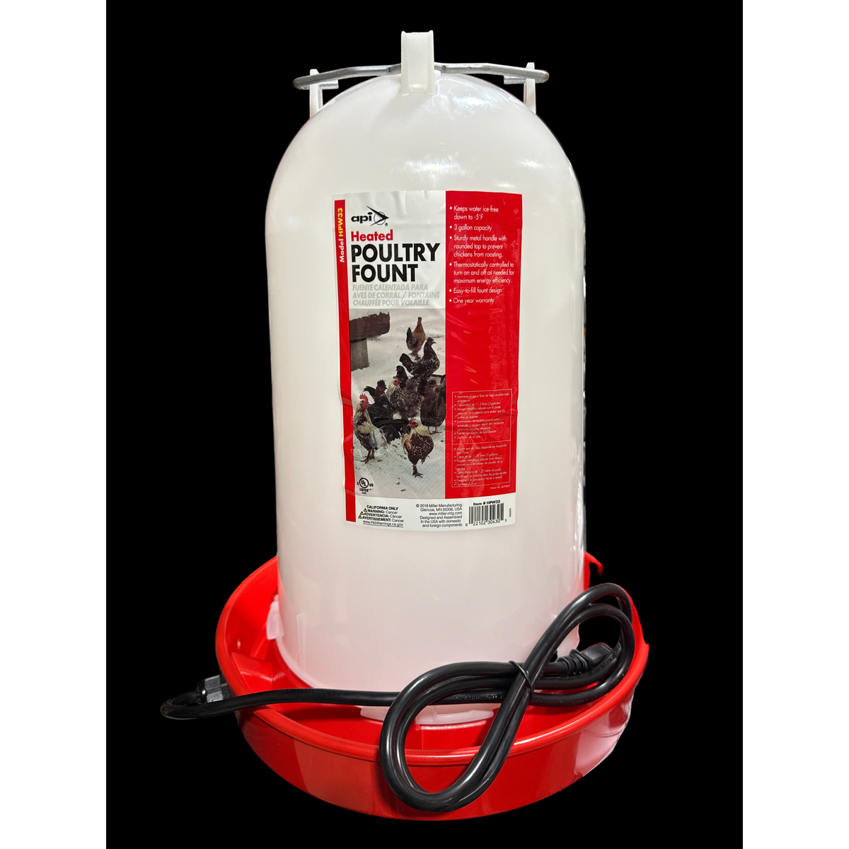 API Heated Poultry Fount Plastic