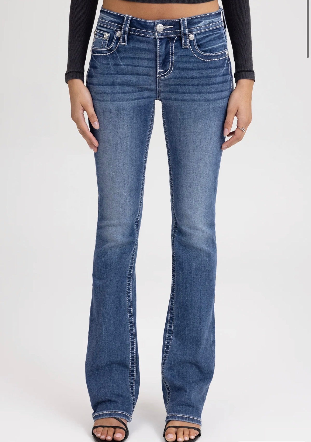 Miss Me Women's Adley Cross Bootcut Jeans M9536BL