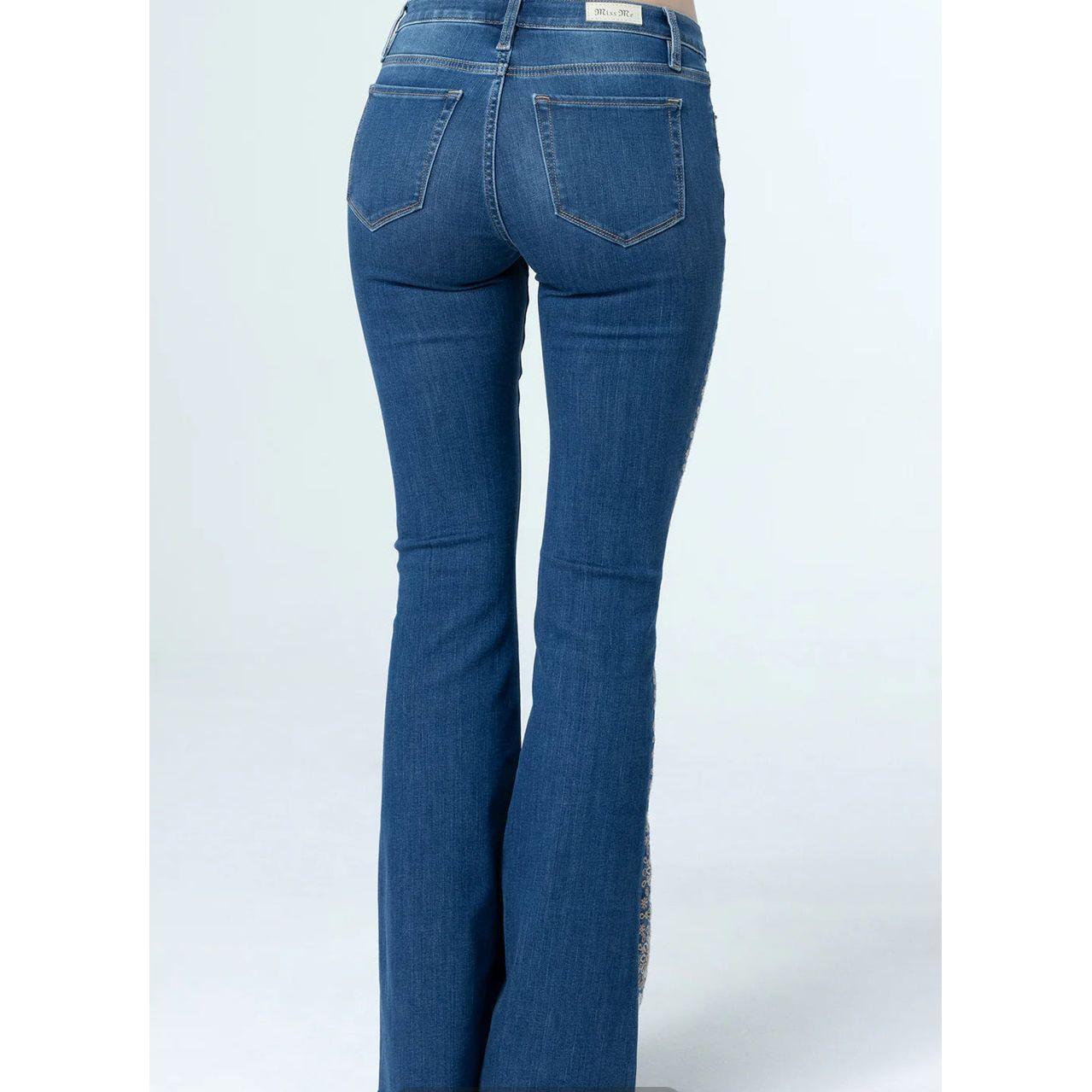 Miss Me Ladies Jean - MID-RISE FLARE, Towering Floral Flare M2329F