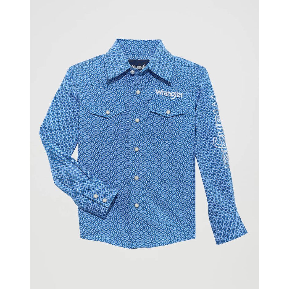 112365841 | BOY'S WRANGLER® LOGO LONG SLEEVE WESTERN SNAP SHIRT