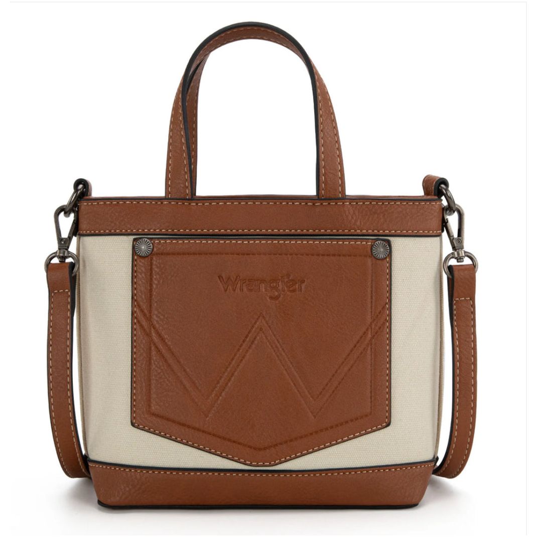 Wrangler Ladies Canvas, Mini Top Handle, Crossbody, Tote, WG142-2005 Army-Green or Tan