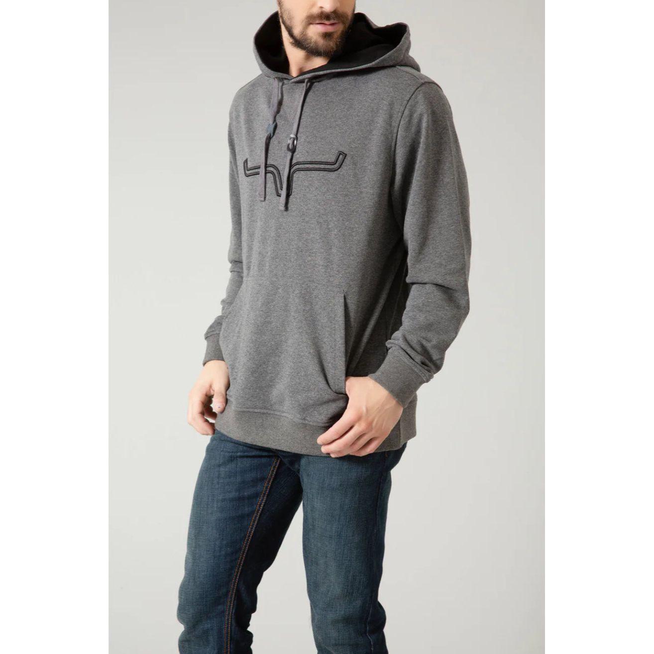 Kimes Ranch Men’s Hoodie - Fast Talker, Charcoal Grey, Burnt Orange