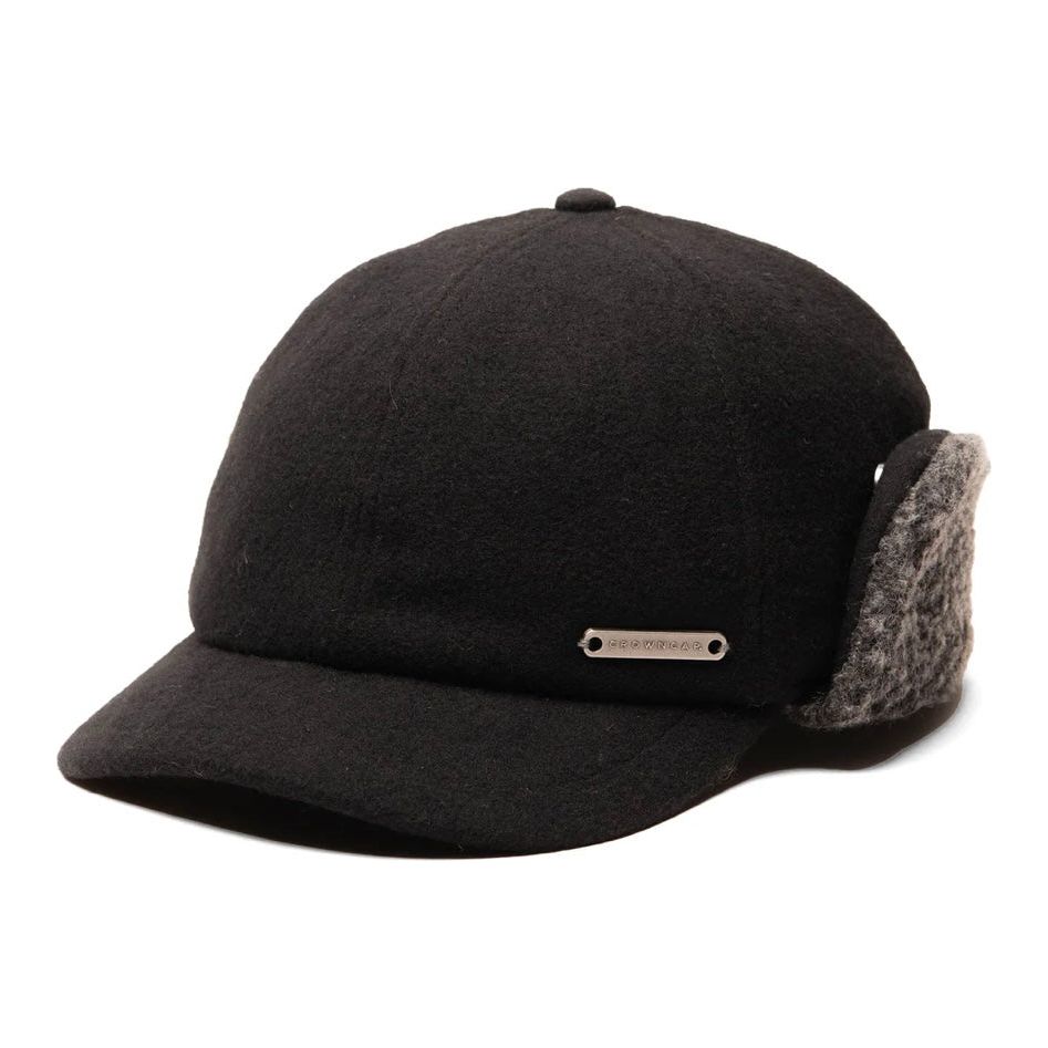 CROWNCAP Solid Wool Blend Melton Cap -Black 1-46741