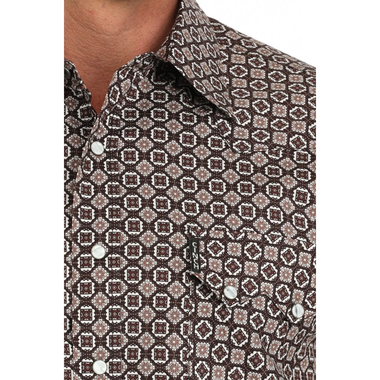 Cinch MEN'S Western Shirt - Medallion Print, MODERN FIT, SNAP FRONT - Brown MTW1301082