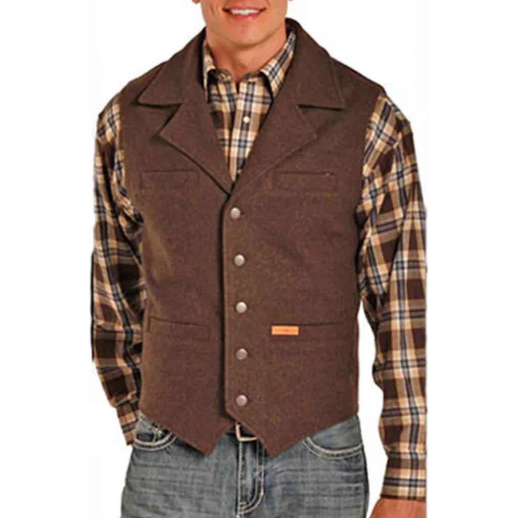 POWDER RIVER OUTFITTERS Preium Wool MENS Brown VEST 98-1176