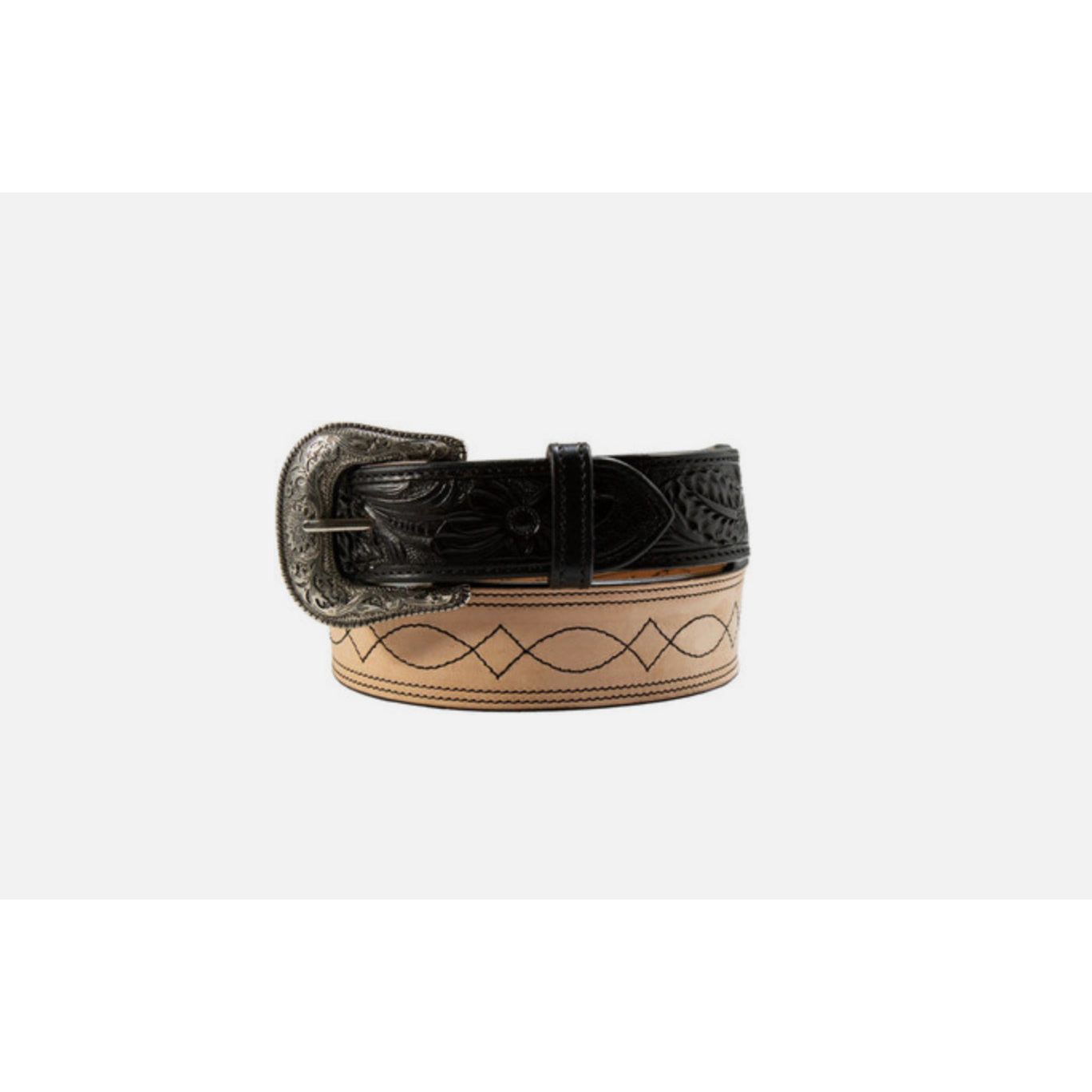 Nocona Men’s Belt - Natural Roughout, Bootstitch Design N210009101