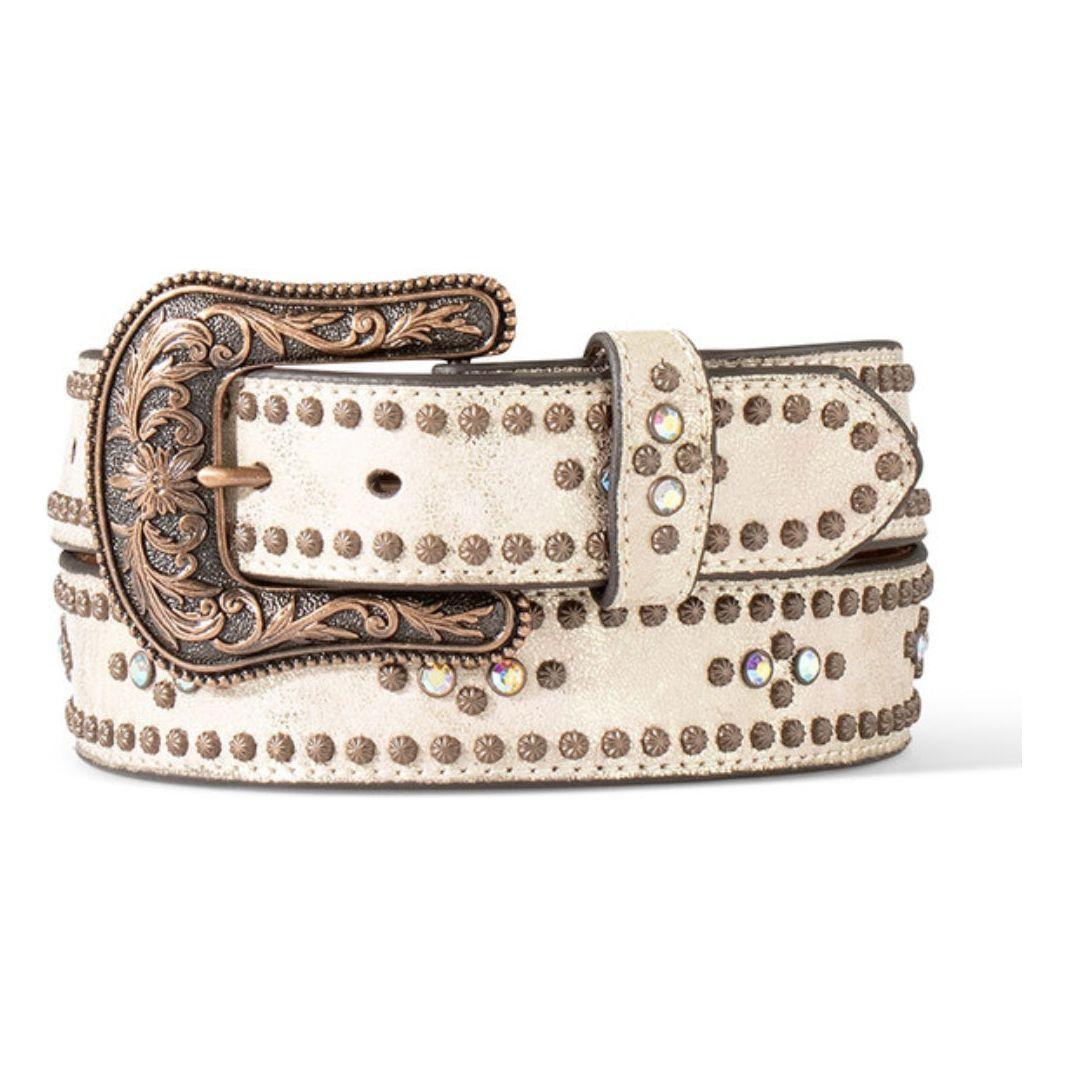 Ariat Ladies Belt METALLIC COPPER STUDS WHITE - A15662216