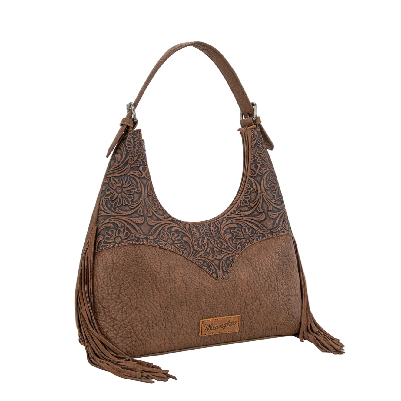 * WRANGLER Fringe Floral Tooled Hobo Bag WG265-3027 Tan or Cofee