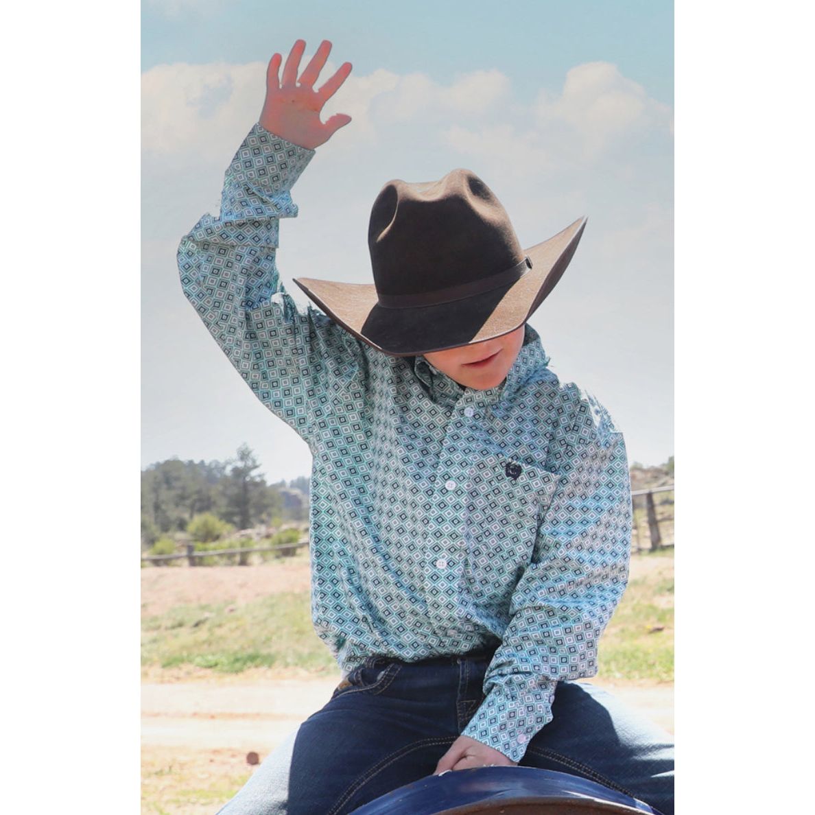 Cinch Boy’s Western Shirt, Turquoise, Button Down - MTW7060383