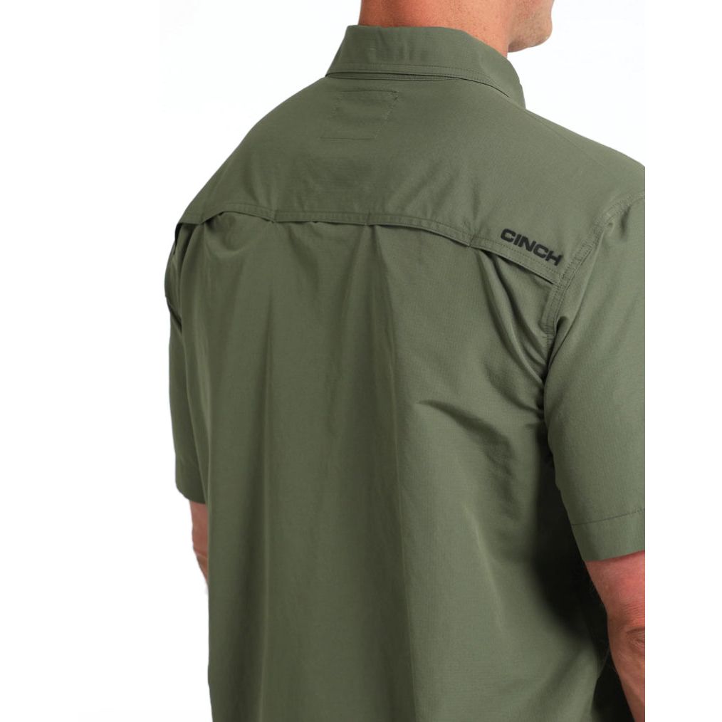 Cinch Men’s Arenaflex Shirt, Short Sleeve- Button Front, Olive MTW1723003