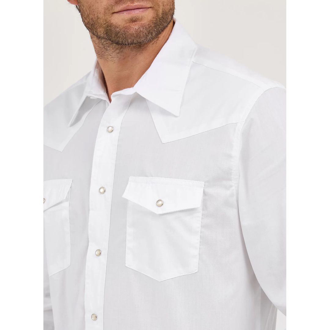 Wrangler Men’s Western Shirt - Classic Fit, Snaps, White 71105WH