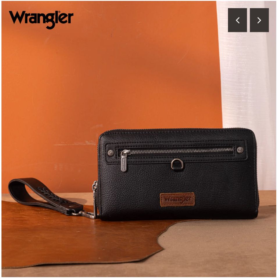 Wrangler Clutch, Dual Zipper WG185-W050 Black or Khaki or Jean
