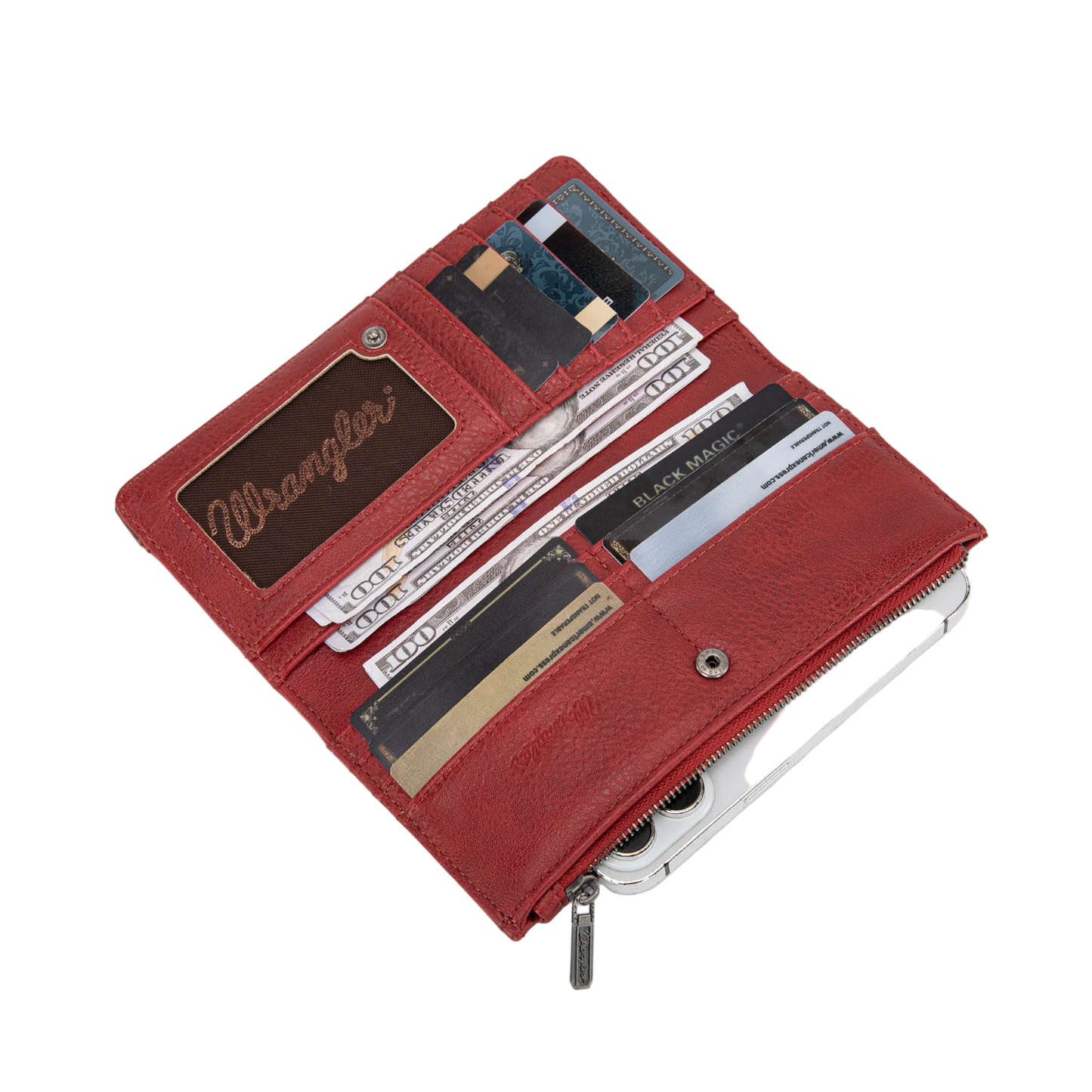 * Wrangler Ladies Wallet, Embroidered Bi-Fold - RED WG145-212RD