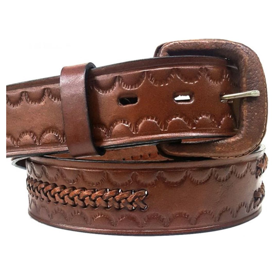 Modestone Belt Youth- Stamped Braided LACING LEATHER BELT 1”