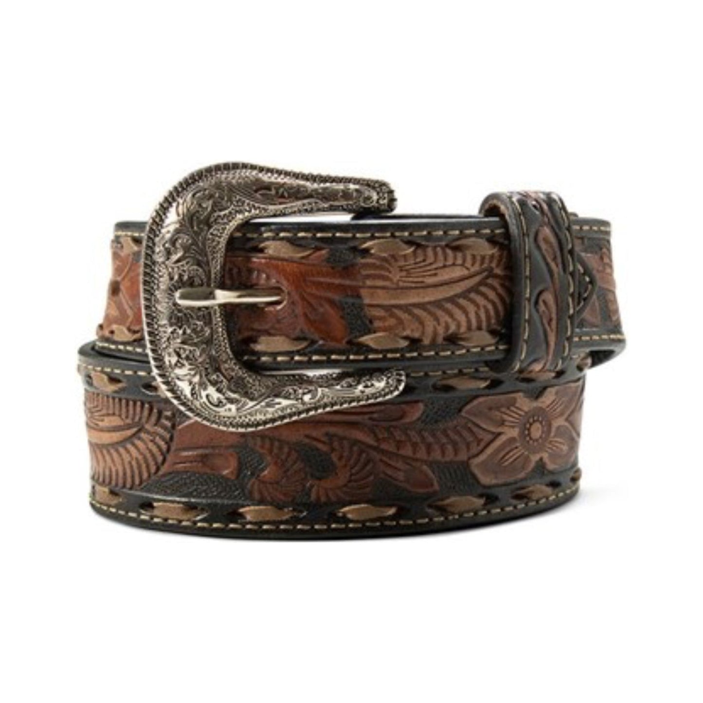 Ariat Kids Belt -Leather, Flower Tooling with Whipstitch A13089107