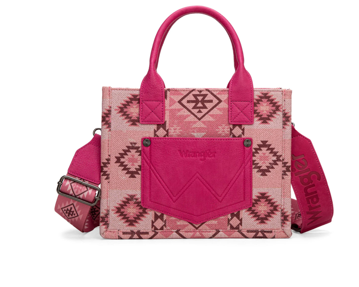 Wrangler Southwestern Print Small Canvas Tote/Crossbody - Pink WG2209- 8120SPK