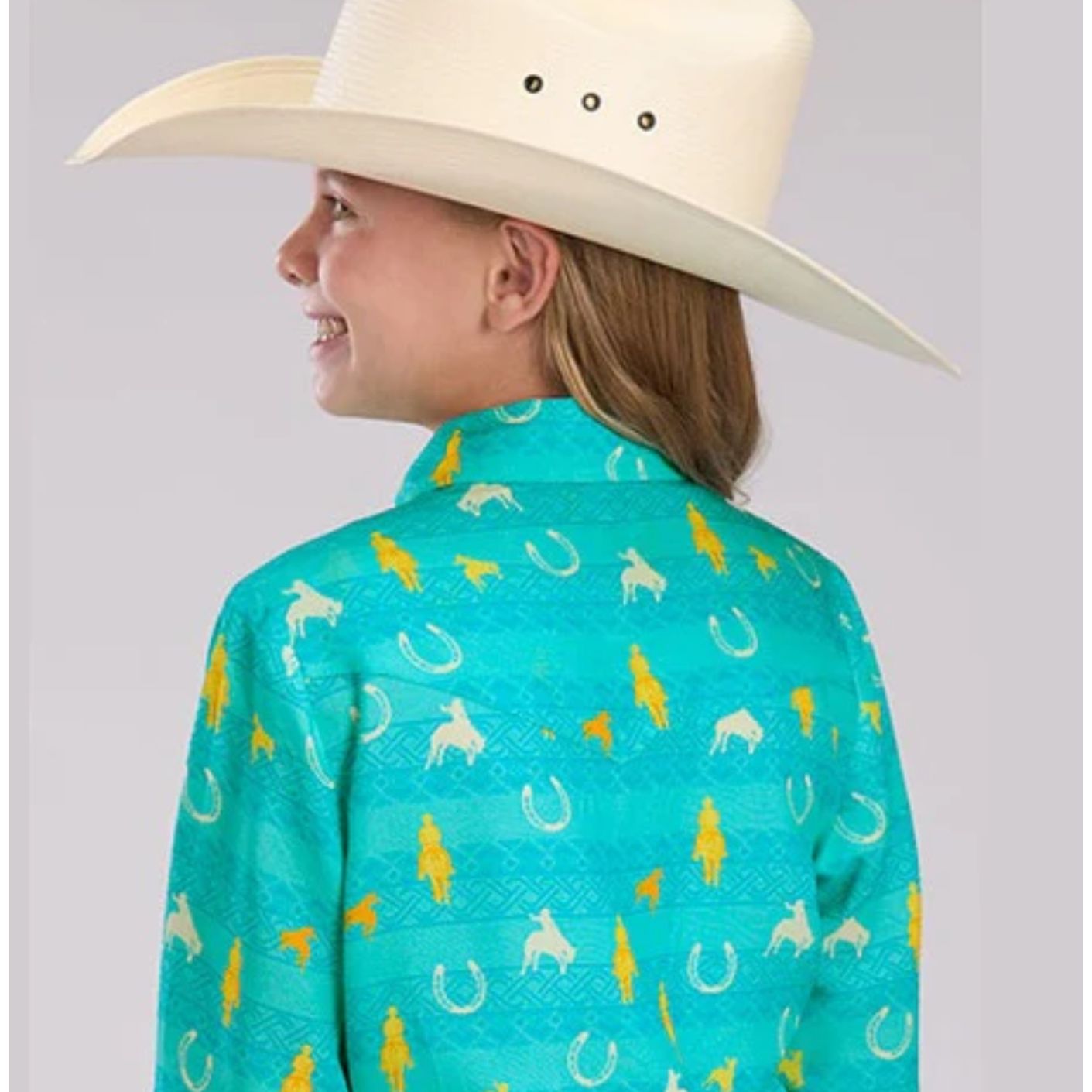 Roper Girl's Western Shirt - Long Sleeve, Snap, Turquoise 03-080-0590-4072