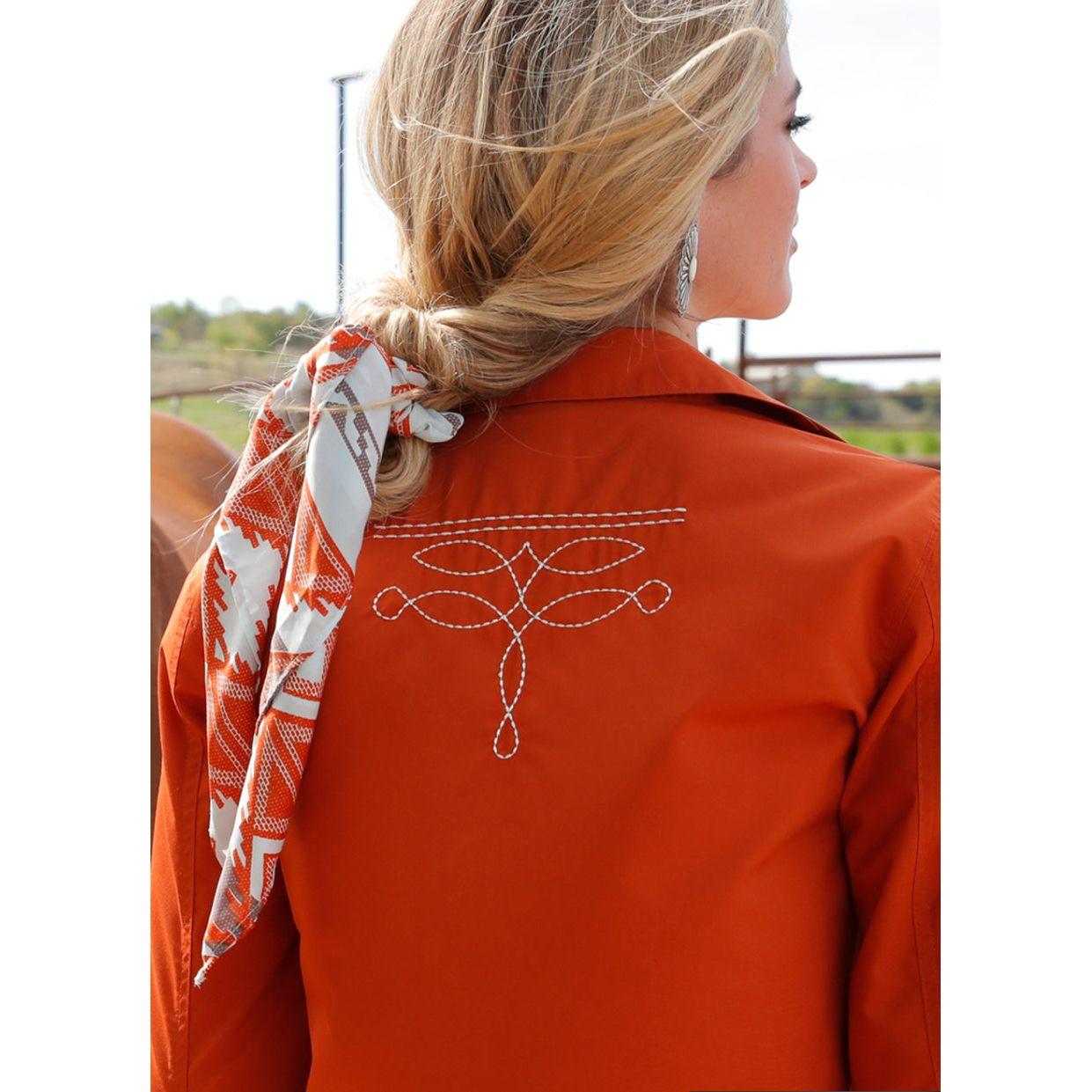 Cruel Girl Ladies Long Sleeve Snap Shirt - Rust CTW7501001