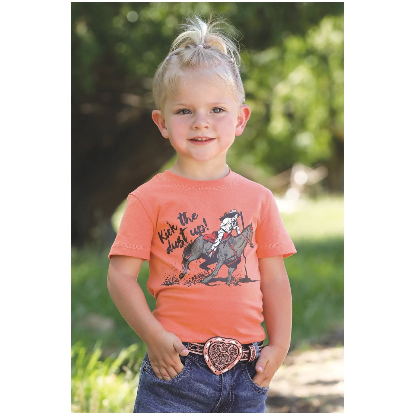 Cruel Girl - Toddler & Girl’s T-Shirt, “ Kick The Dust Up” - Coral CTK8910005 & CTK6851037