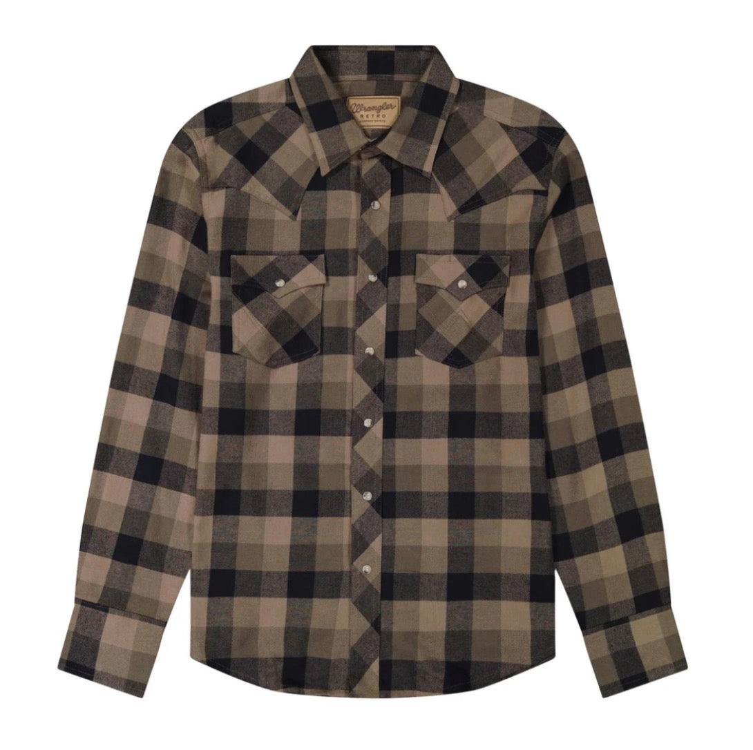 Wrangler Mens Retro® Snap Western Shirt, Green Plaid - 112385918