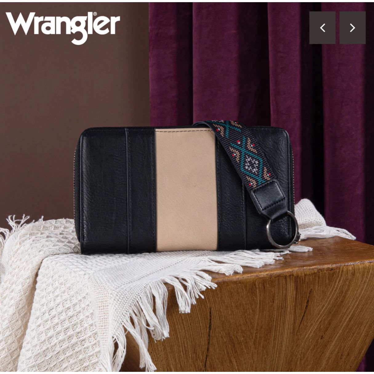 Wrangler Wrangler Southwestern Embroidered Wallet, Black or Brown or Jean WG2214-W006