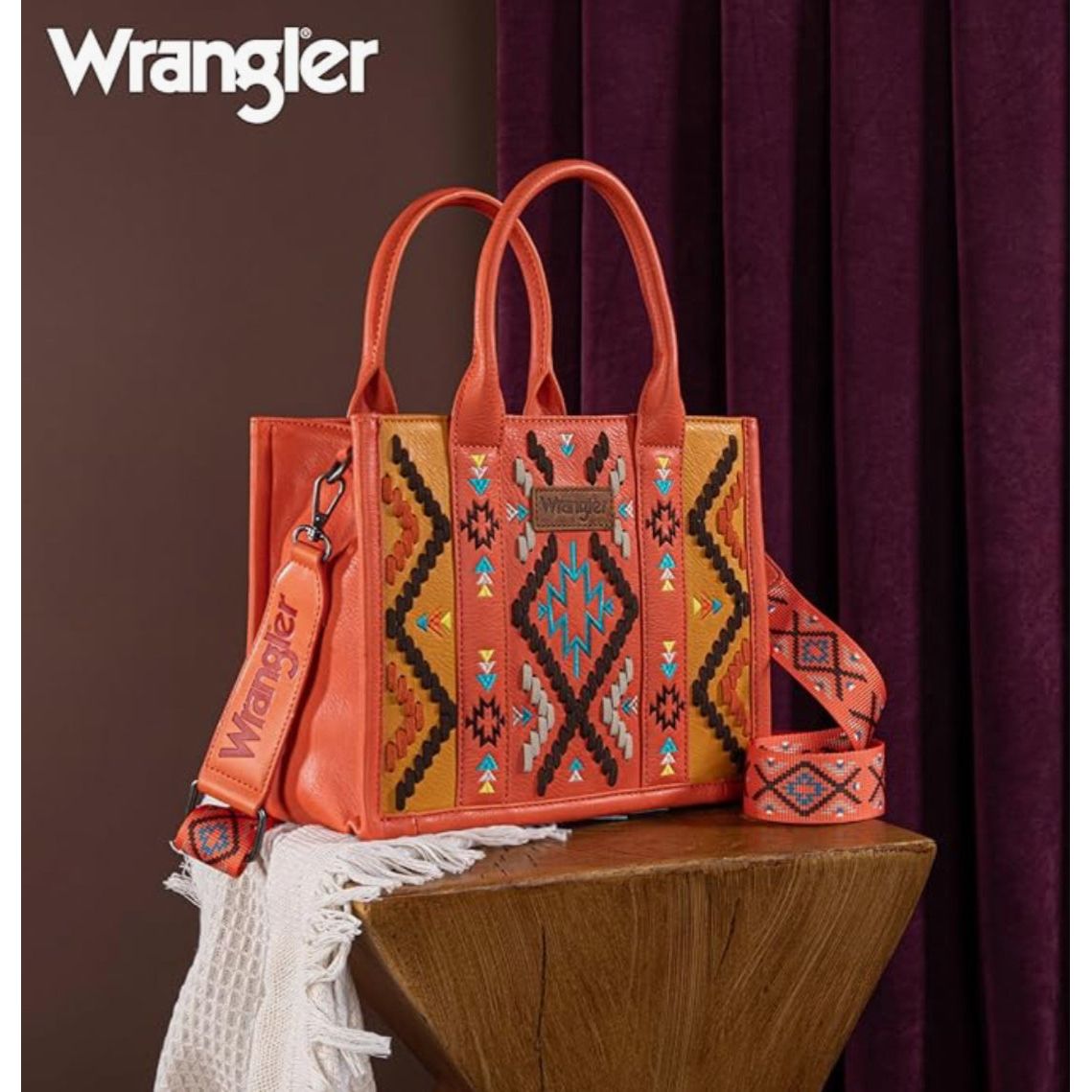 WRANGLER AZTEC EMBROIDERED TOTE CROSSBODY - WG2214-8120