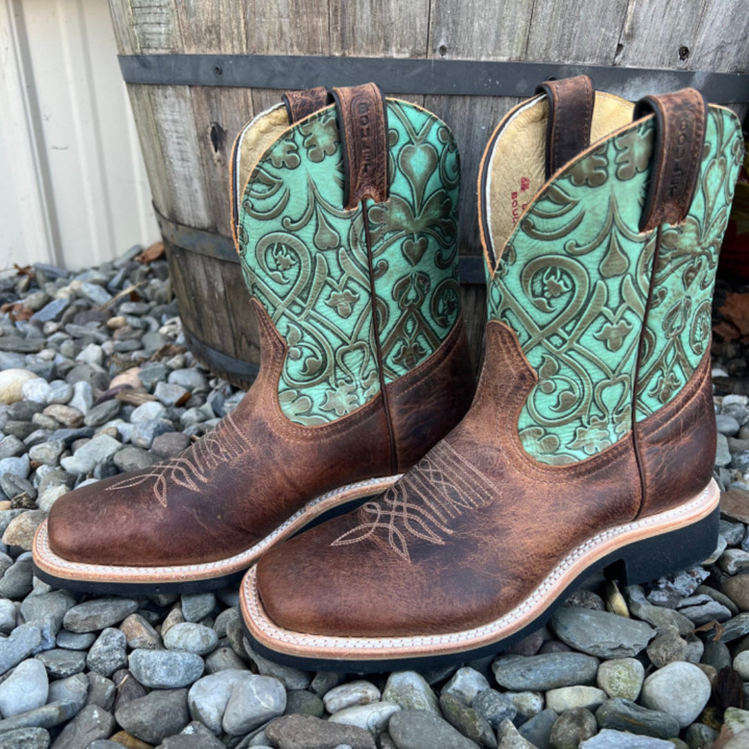 BOULET Ladies WESTERN BOOTS, Short Top- Joker, Turquoise/Brown 4944