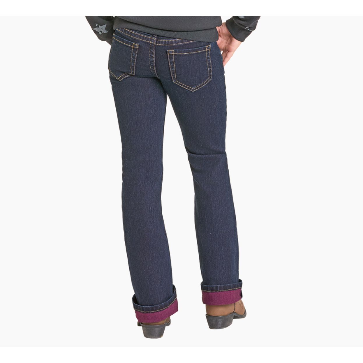 Rock & Roll Girls' Jean - Dark Wash, Bootcut , Pink Inside BG4MD07399