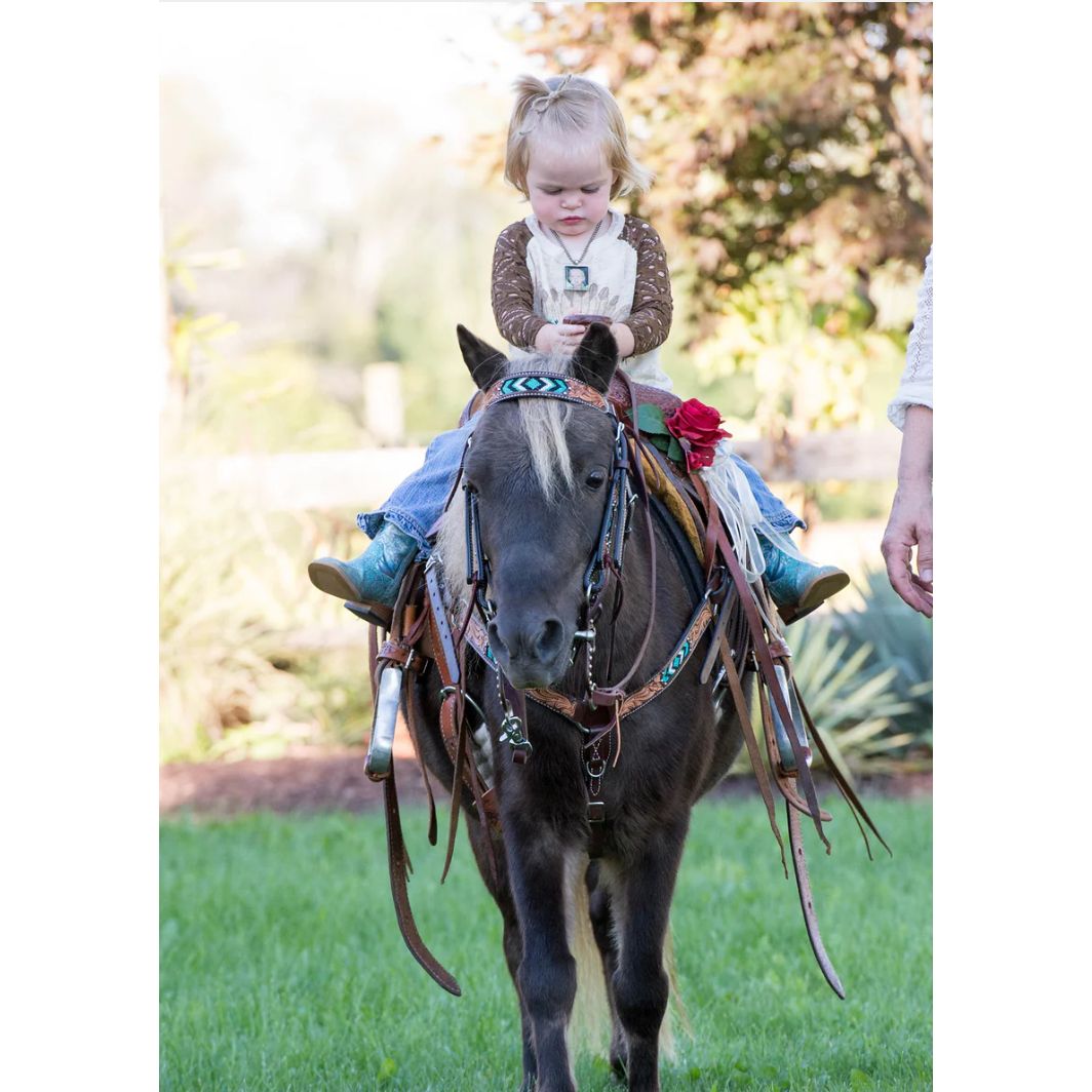 Weaver Pony Breastcollar - Turquoise Beaded, Floral Tooled 45-0328