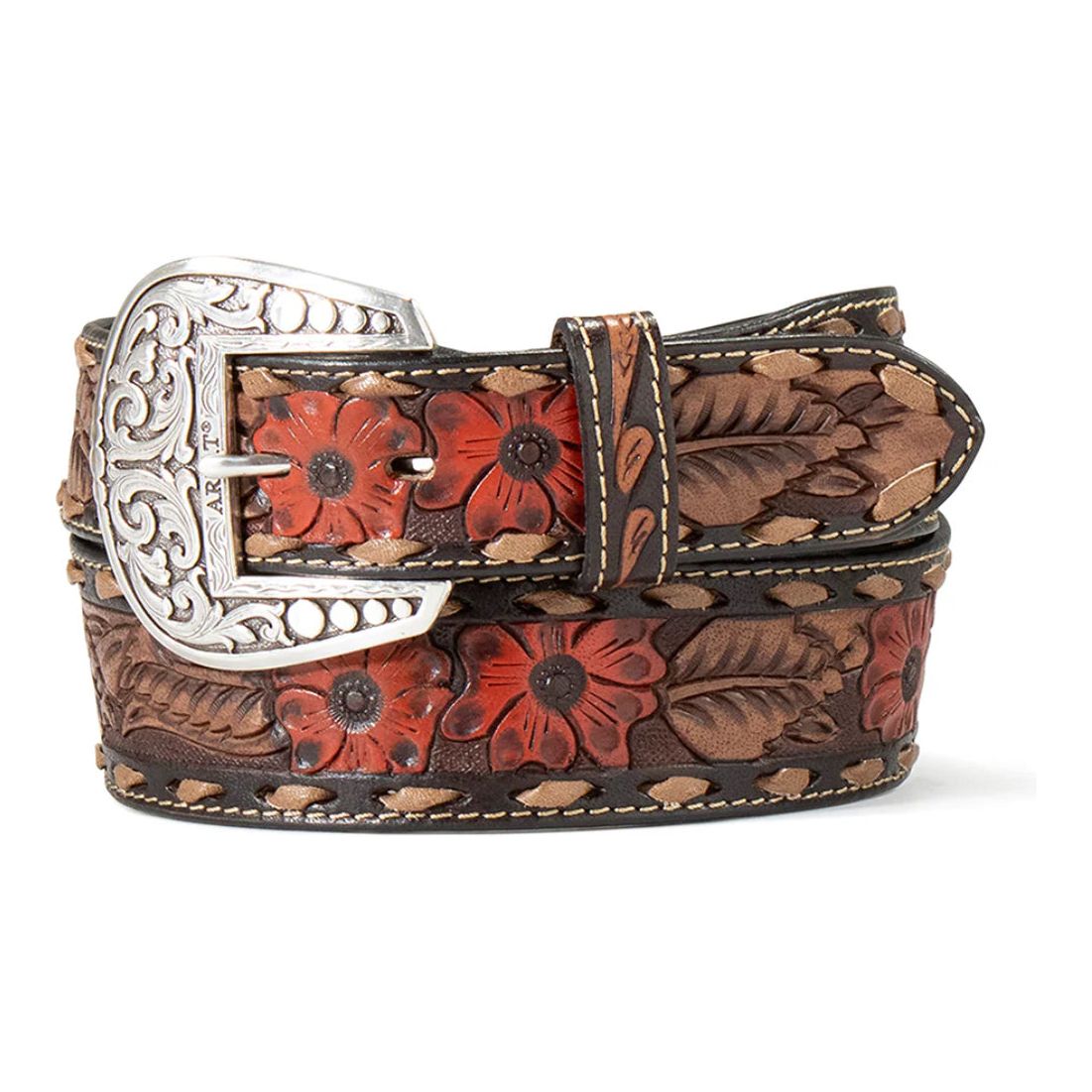 Ariat Ladies Belt TAPERED FLORAL HIBISCUS BELT - BROWN/BLACK A15655133