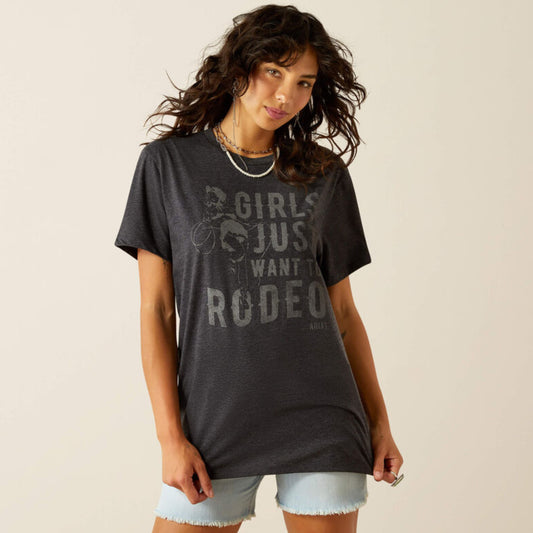 ✩ Ariat Ladies T-Shirt: Girls Want To Rodeo, Heather Grey 10058879