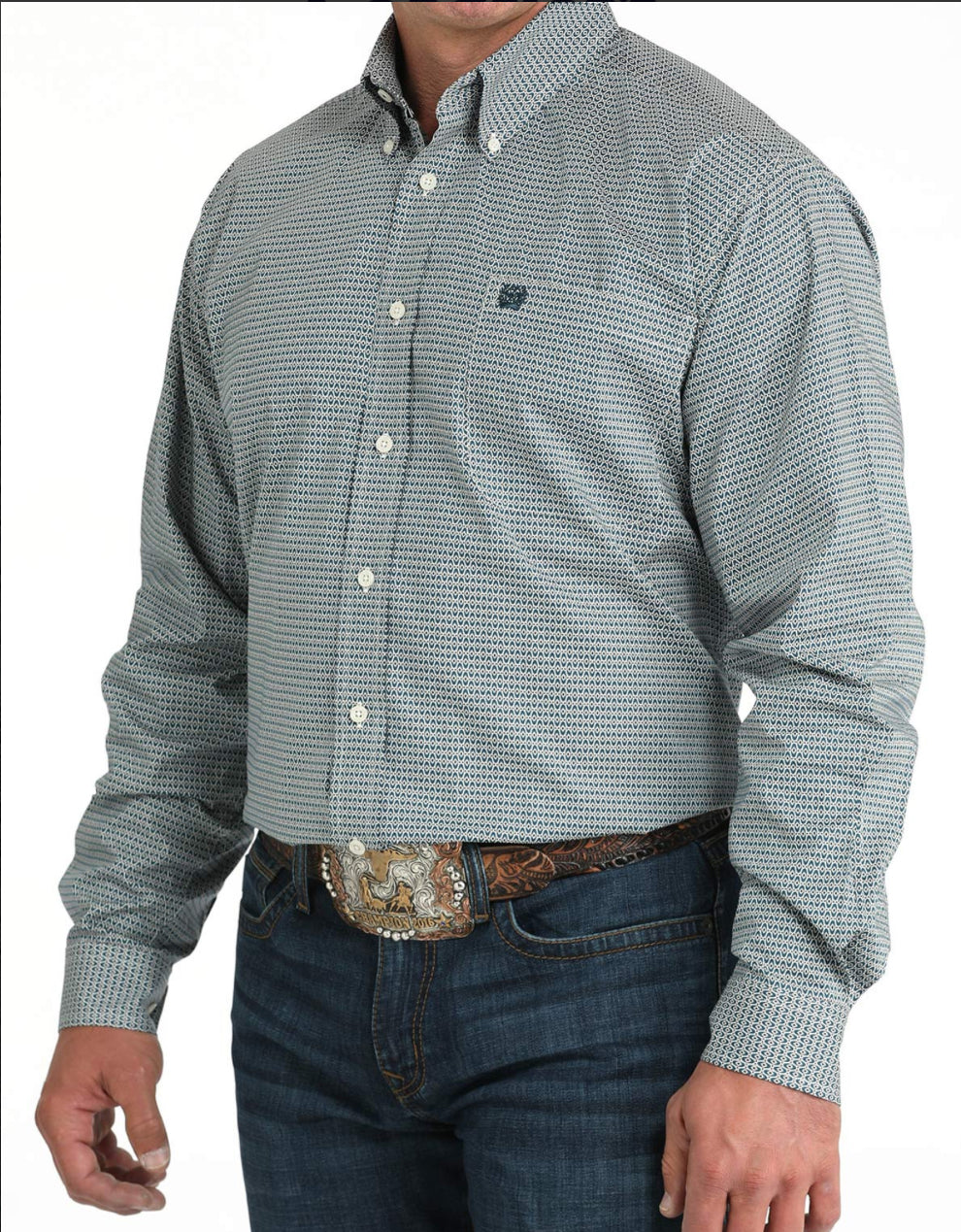 CINCH - Men LONG SLEEVE BUTTON-DOWN SHIRT, Teal MTW1105968