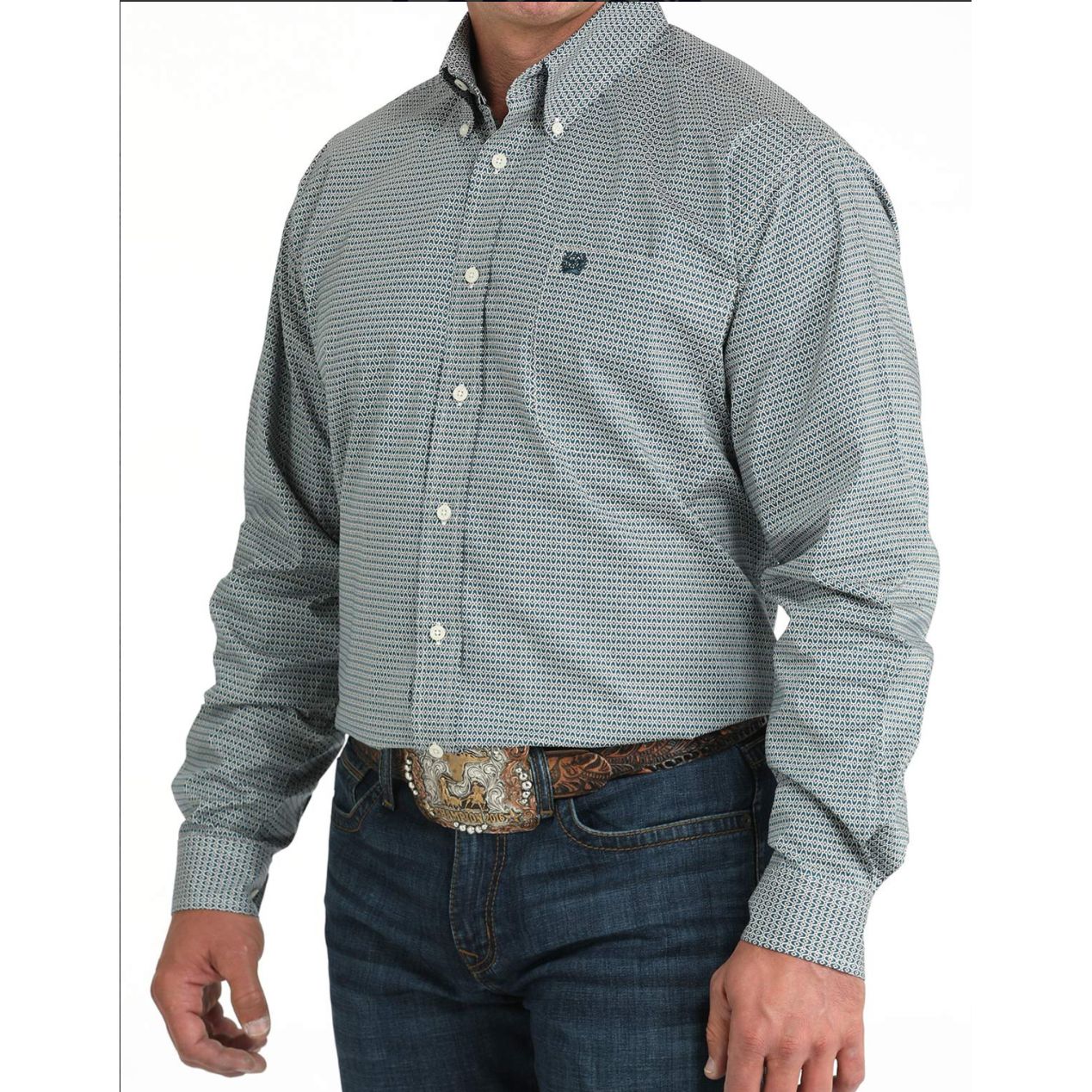CINCH - Men LONG SLEEVE BUTTON-DOWN SHIRT, Teal MTW1105968