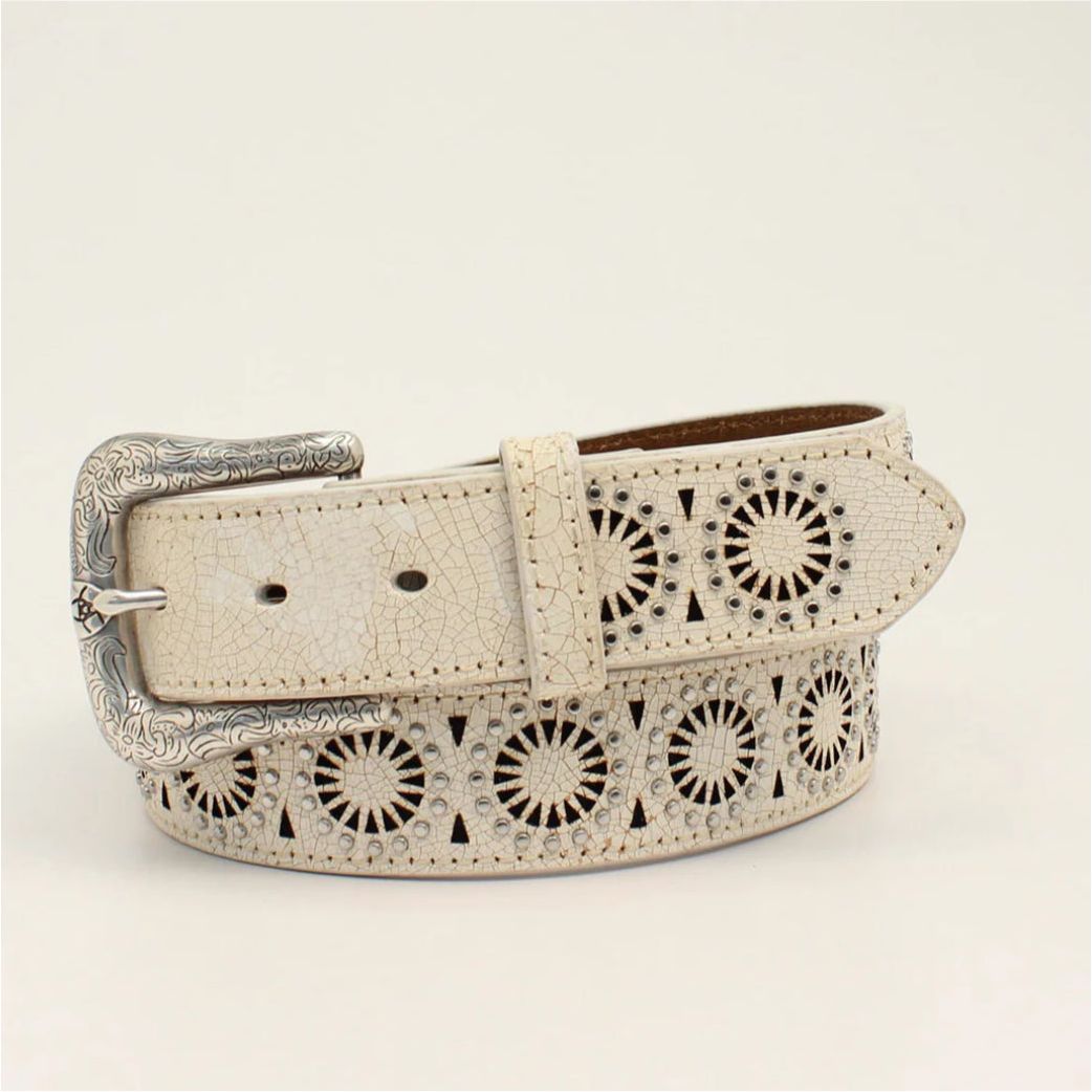 Ariat Ladies Belt Crackled White Sunburst 81-A1533405