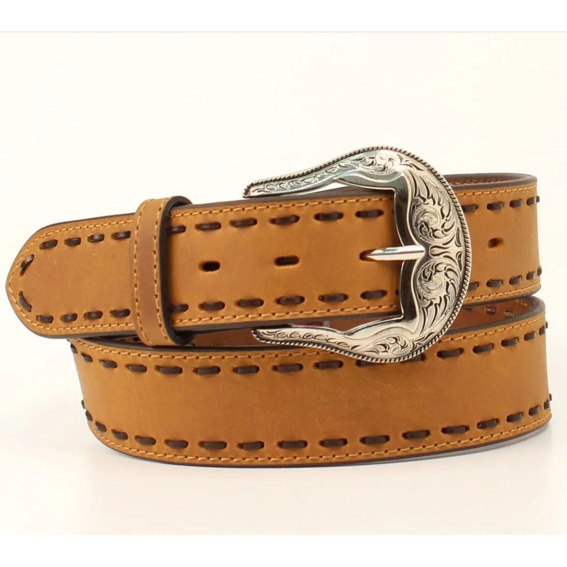 Ariat Ladies Belt 1-1/2" Plain Leather Chocolate Lacing - Medium Brown - A1560044