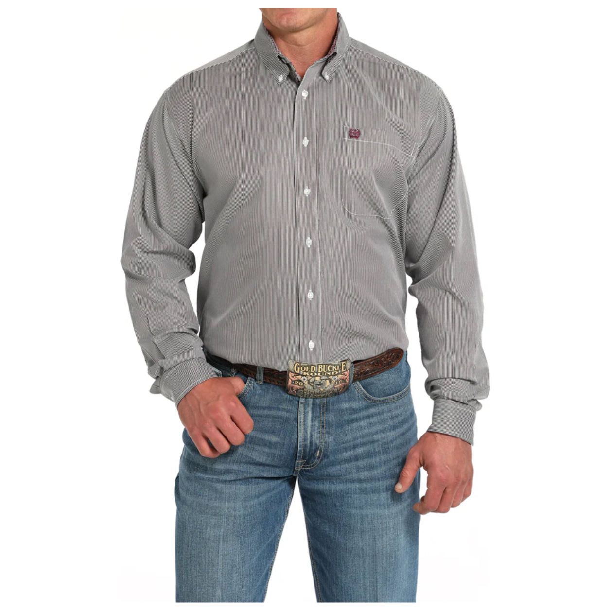 CINCH - Men LONG SLEEVE BUTTON-DOWN SHIRT, Pin Stripe MTW1105917
